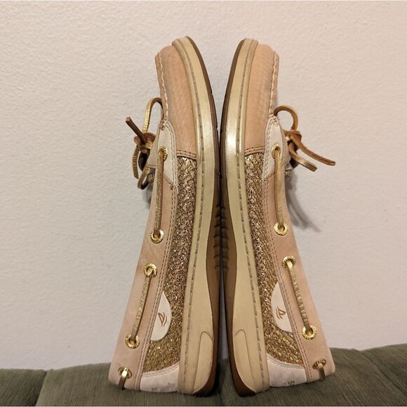 SPERRY Angelfish Sequin Slip On Tan Leather Loafers Boat Shoes Moccasins - Picture 6 of 12
